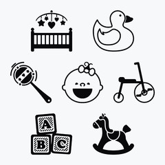 set of children toy vector icon