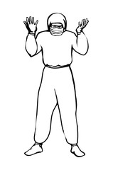 Doctor in uniform from virus. Vector drawing