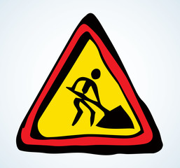 Sign road works. Vector drawing