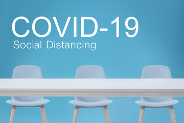 Social distance concept.3D Model Coronavirus ,Covid-19 .