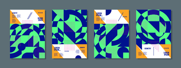 Minimal geometric posters set. Trendy design. Eps10 vector.