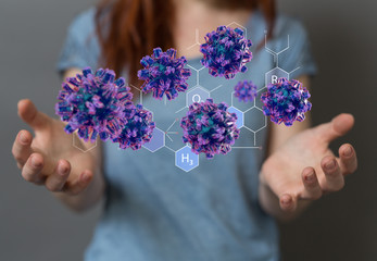 mikro digital epidemic corona virus nCoV , Novel Coronavirus 19-NCP. nCoV denoted is...
