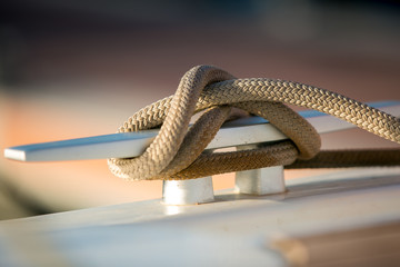 Yacht. Blocks for rope on a yacht. Fenders.