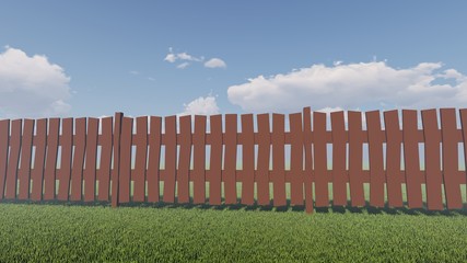 Fototapeta premium Fence in Nature 3D Rendering