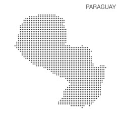 Obraz premium Paraguay map dotted on white background vector isolated. Illustration for technology design or infographics. Isolated on white background. Travel vector illustration