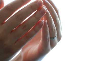hand, collier, rosengarten, perle, juwelen, frau, gebet, weiß, religion, pray, isoliert,...