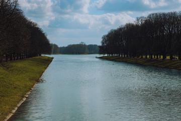 View of a river running into a lake