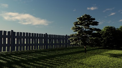 Obraz premium Fence in Nature 3D Rendering