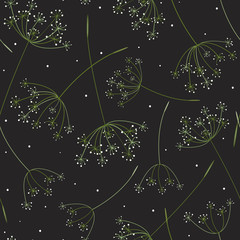 Seamless pattern with stylized umbel flowers - obrazy, fototapety, plakaty