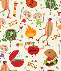 Barbecue grill party seamless pattern