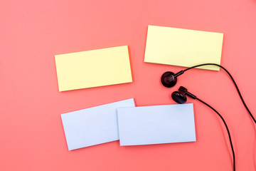 collection of colorful paper note on pink background