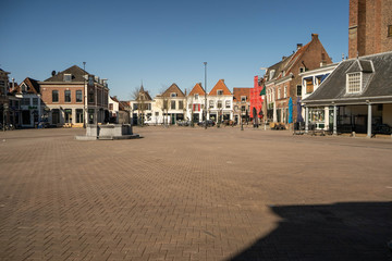 Amersfoort, Netherlands - 23 march 2020: Empty city streets due to people self isolating because of the corona virus