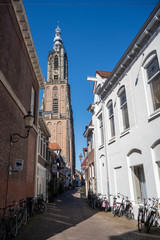 Fototapeta premium Amersfoort, Netherlands - 23 march 2020: Empty city streets due to people self isolating because of the corona virus