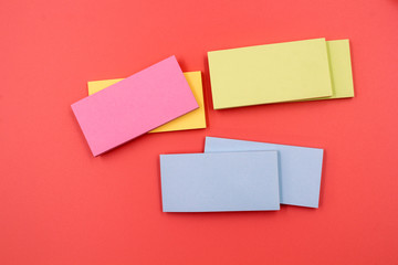 collection of colorful paper note on pink background