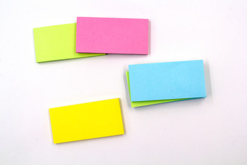 collection of colorful paper note on white background