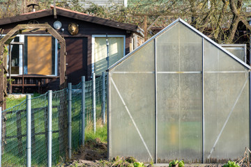 greenhouse in garden allotment 