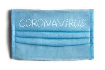 Fototapeta premium Coronavirus protection, virus protection. COVID-19. medical mask .Surgical Ear-Loop Mask on White.