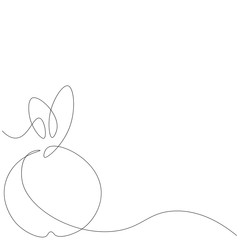 Apple fruit one line draw. Vector illustration.