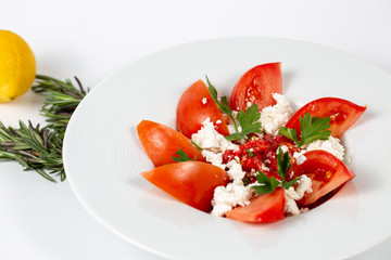 Roasted peppers, tomatoes and cheese