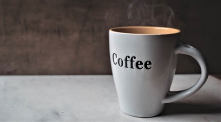 Cup of hot coffee with steam
