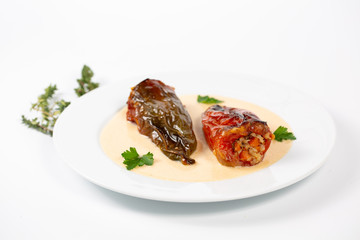 Stuffed peppers with minced meat and rice