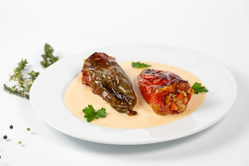 Stuffed peppers with minced meat and rice