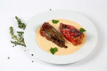 Stuffed peppers with minced meat and rice