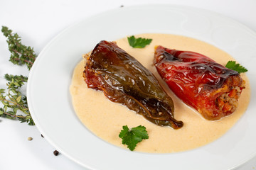 Stuffed peppers with minced meat and rice