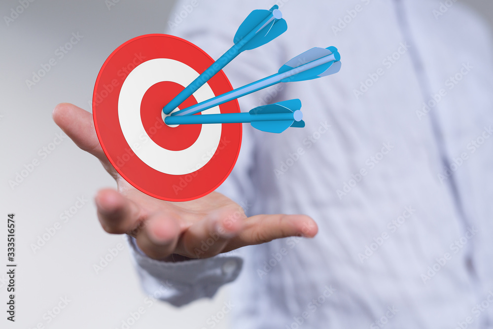Aufkleber Dart arrow on target dartboard, Business success concept..
