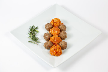 Mini meatballs with bean stew