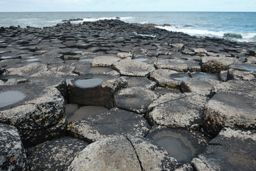 Formation of basaltic columns in Northern Ireland.