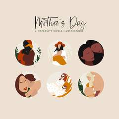 Mother's Day Illustrations. Maternity Vector Collection.