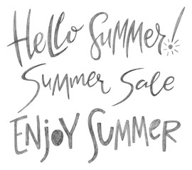 Handwritten phrases about summer time.