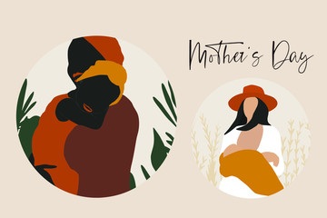 Mother's Day illustrations. Bohemian art.