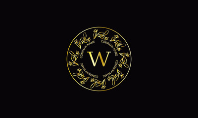 Design of elegant program with letter W. Exquisite, ornamental calligraphic logo of business sign, restaurant, royalty, boutique, cafe, hotel.