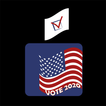 ballot box 2020 presidential election sign poster hand drawn vote word with checkmark symbol.