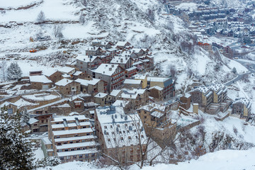 Cityscape in winter of Ransol, El Tarter and Soldeu in Andorra.