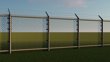 Fence in Nature 3D Rendering