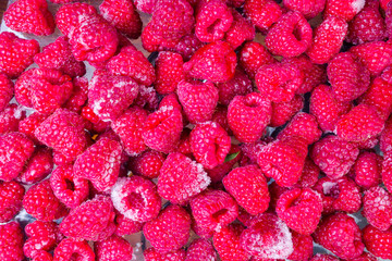 fresh organic iced raspberry background