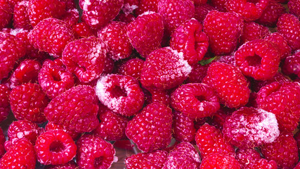 fresh organic iced raspberry background