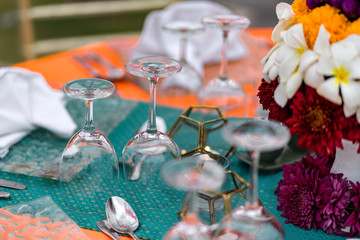 Table decorations for a lavish and festive dinner.