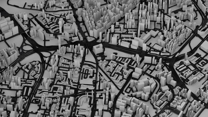 city future digital view map 3d