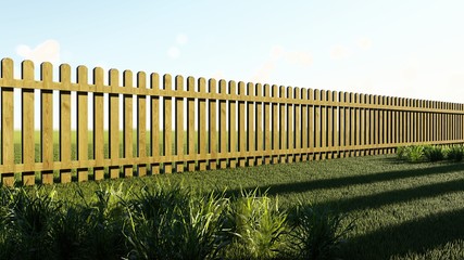 Fence in Nature 3D Rendering