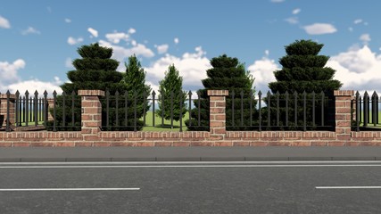 Fence in Nature 3D Rendering