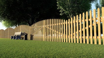 Fence in Nature 3D Rendering