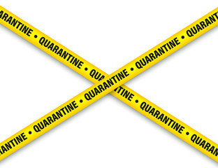 Quarantine zone warning tape. Novel coronavirus outbreak. Global lockdown. Coronavirus danger stripe. Police attention line. Vector illustration.