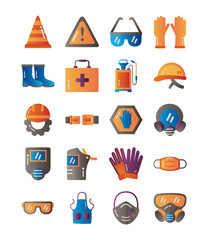 bundle of protection tools set icons