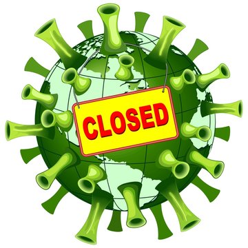 Coronavirus Covid-19 World Closed Vector Illustration isolated on white
