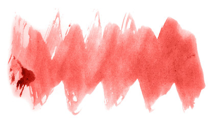 Abstract watercolor background hand-drawn on paper. Volumetric smoke elements. Red color. For design, web, card, text, decoration, surfaces.