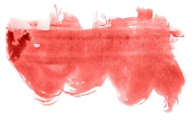 Abstract watercolor background hand-drawn on paper. Volumetric smoke elements. Red color. For design, web, card, text, decoration, surfaces.